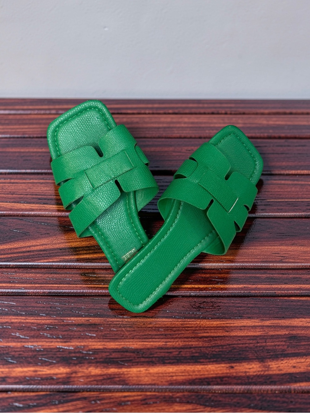 Green Woven Slide Mules - Women's Casual Slip-Ons